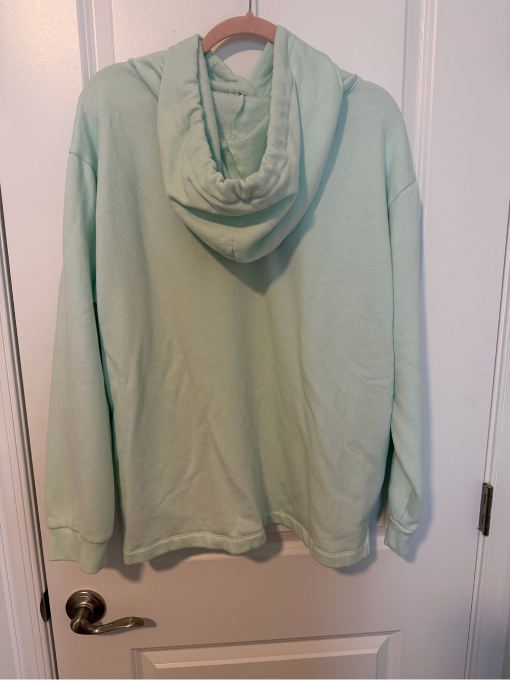PINK Victoria's Secret Mint Green Pullover Hoodie with White Logo - Picture 2 of 4